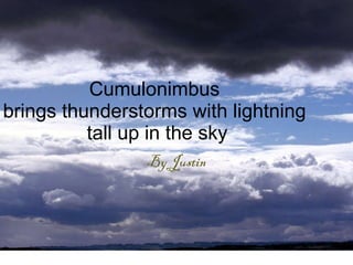 Cumulonimbus brings thunderstorms with lightning  tall up in the sky By Justin 