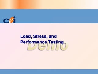 Load, Stress, and Performance Testing 