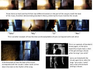 These shots cut back and fourth from two different locations in this part of the song to match the beat 
of the music, the...