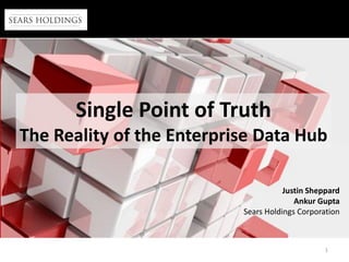 1
Single Point of Truth
The Reality of the Enterprise Data Hub
Justin Sheppard
Ankur Gupta
Sears Holdings Corporation
 