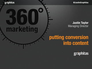 putting conversion
into content
Justin Taylor
Managing Director
@JustinGraphitas
 