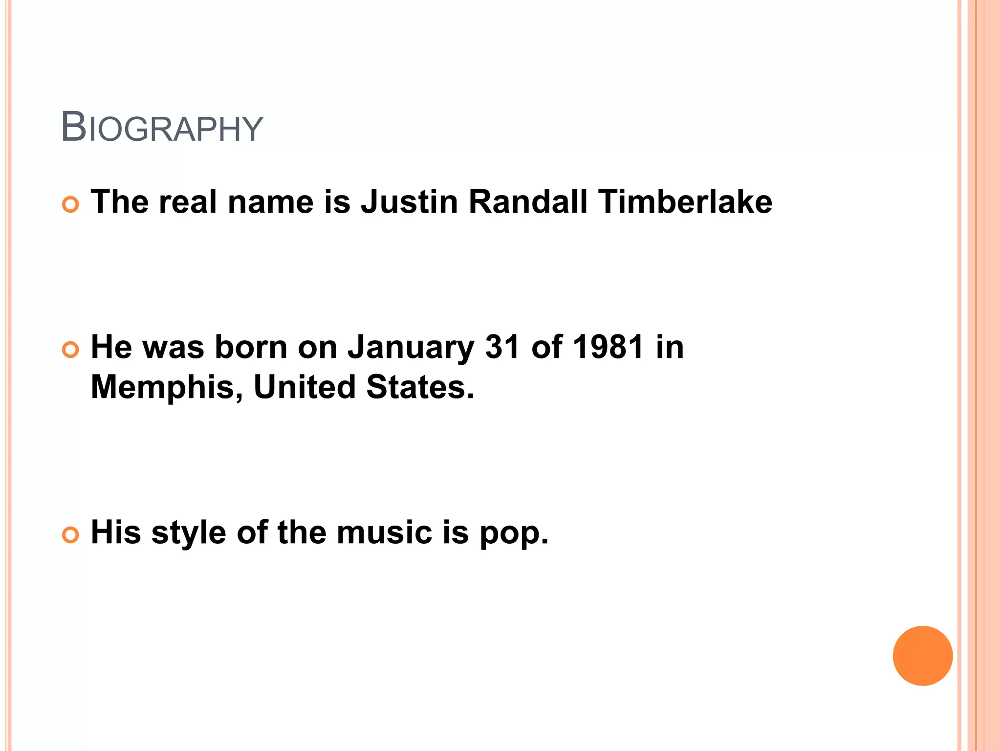 Justin timberlake | PPTX | Contemporary Hits/Pop/Top 40 | Music