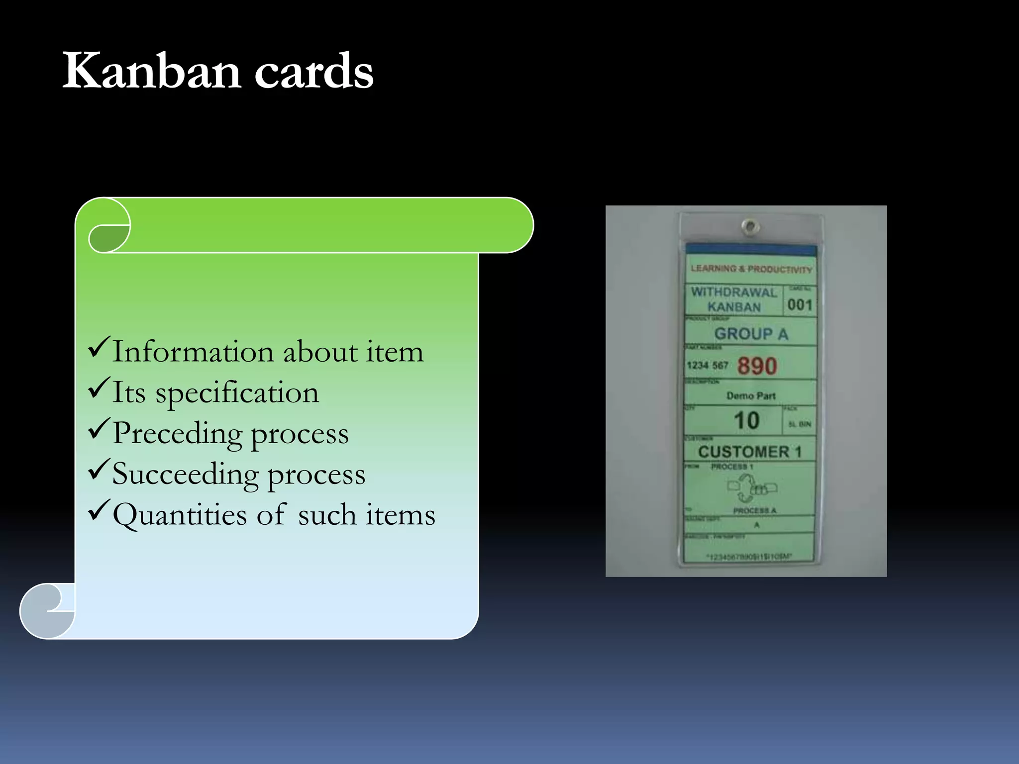 It is a signaling system to trigger actionPush systemDemand forecastPullsystemCustomer demand