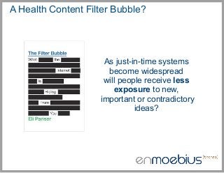 A Health Content Filter Bubble?

As just-in-time systems
become widespread
will people receive less
exposure to new,
impor...