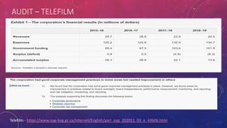AUDIT – TELEFILM
Telefilm - https://www.oag-bvg.gc.ca/internet/English/parl_oag_202011_03_e_43606.html
 