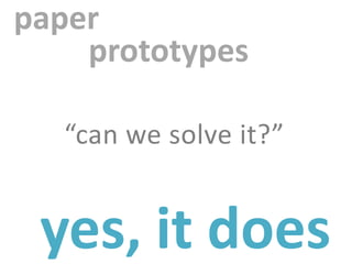 paper
    prototypes

   “can we solve it?”


 yes, it does
 