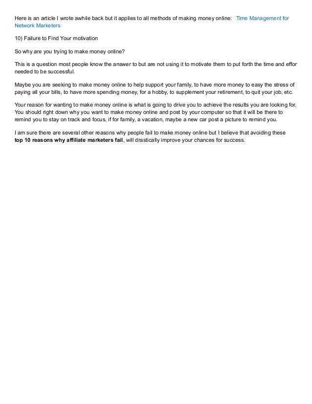 Top 10 Reasons People Fail To Make Money Online - 4