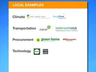 LOCAL EXAMPLES


Climate


Transportation


Procurement


Technology
 