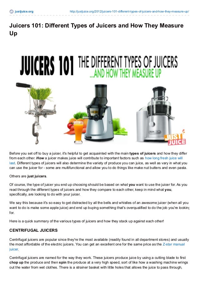 Choose the Best Juicer to Buy Different Types of Juicers and the Pros