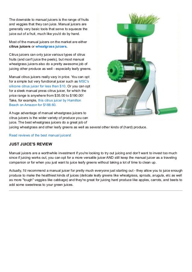 Choose the Best Juicer to Buy Different Types of Juicers and the Pros