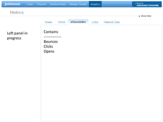Contains--------------BouncesClicksOpensLeft panel in progress