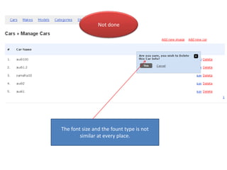 Not doneThe font size and the fount type is not similar at every place.