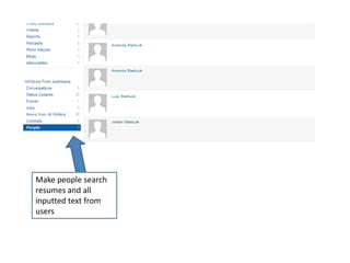 Make people search resumes and all inputted text from users