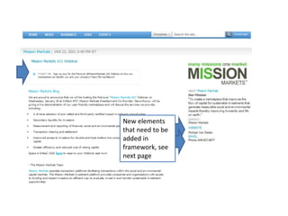 New elements that need to be added in framework, see next page