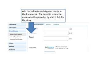 Add the below to each type of media in the framework.  The tweet id should be automatically appended by a bit.ly link for the storyTweet