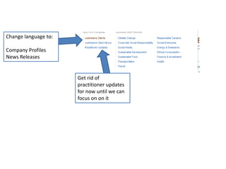 Change language to:Company Profiles News ReleasesGet rid of practitioner updates for now until we can focus on on it