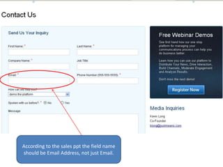 According to the sales ppt the field name should be Email Address, not just Email.