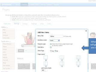 When you click on + you will get a pop up in which you can set a new menu (page).