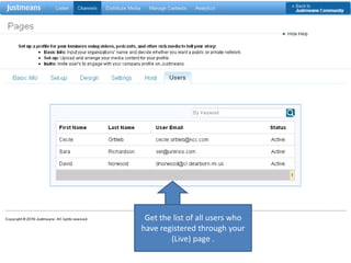 Get the list of all users who have registered through your (Live) page .