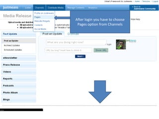 After login you have to choose Pages option from Channels