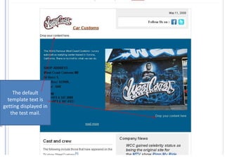 The default template text is getting displayed in the test mail.