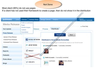 Most client (95%) do not use pages If a client has not used their framework to create a page, then do not show it in the distribution Not Done 