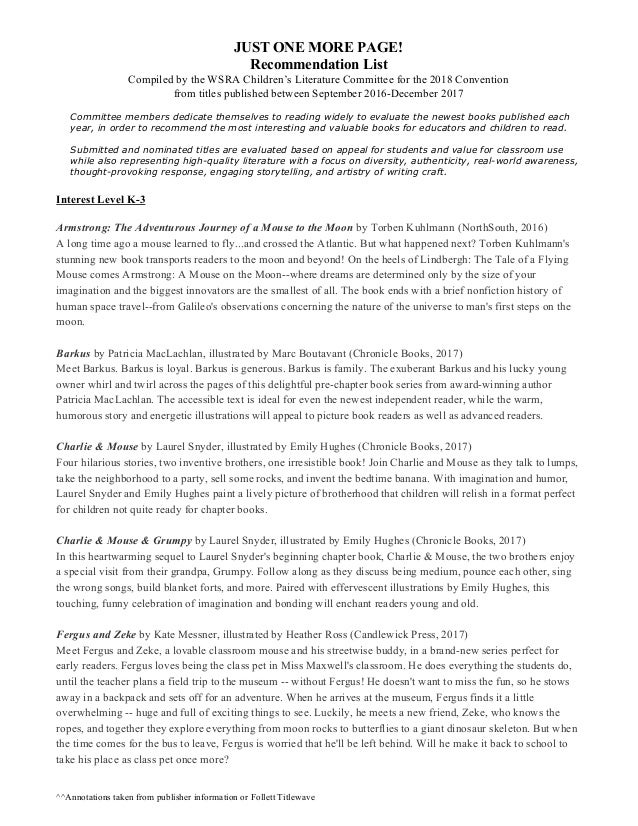 Wsra Just One More Page 2018 - 