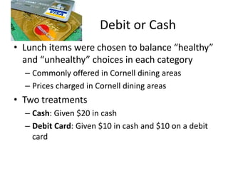What is normal anyway?Soda can – 12 ozStarbucks – “Tall” 12 ozMcDonald’s soda – “child” 12 ozMcDonald’s coffee – “small” 12 ozConsumers presented with two sizes of itemsRegular and DoubleHalf and Regular140 more calories just by naming it smaller