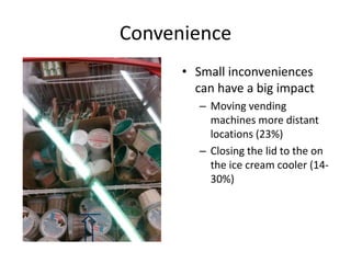 A Few KeysKeep it simple:Line of sightConvenienceSuggested social normsBottlenecksPOS questionsSound familiar?Many of these tools are well understood in marketingThese same tools can be used by restaurants and food manufacturers to build a reputation of selling health conscious food, without gutting sales