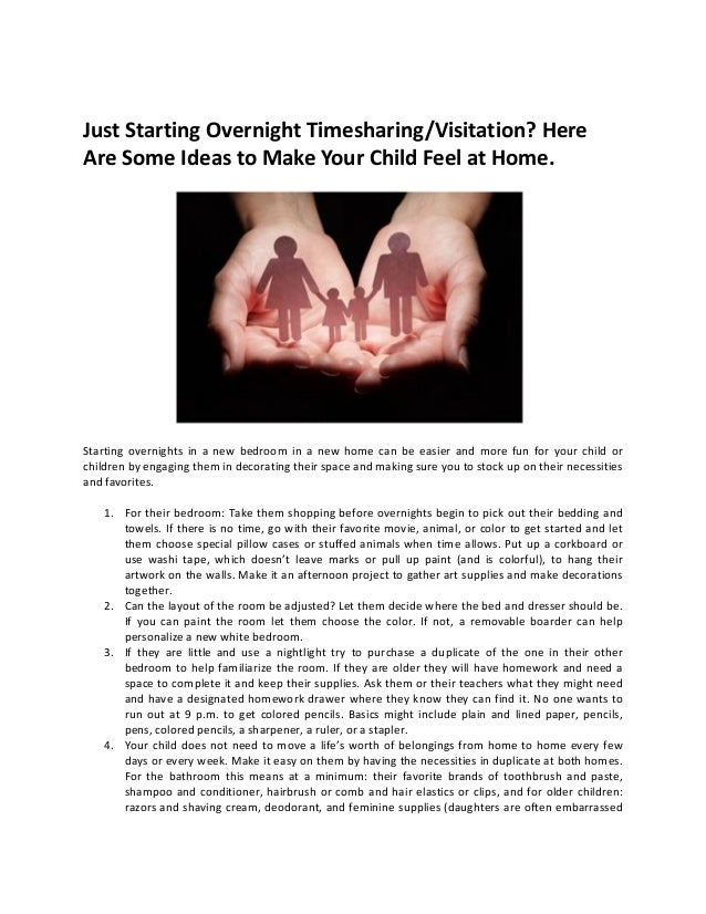 Just Starting Overnight Timesharing/Visitation? Here Are Some Ideas to