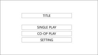 TITLE
SINGLE PLAY
CO-OP PLAY
SETTING
 