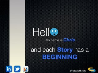Hell
My name is Chris,
Christophe Hovette
and each Story has a
BEGINNING
 