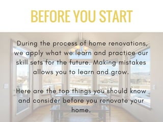 What You Need to Know Before You Start Your Home Renovation | PDF