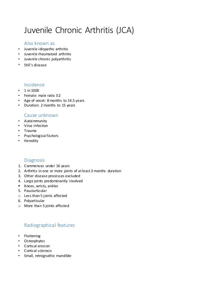 Juvenile chronic arthritis for orthodontist by almuzian