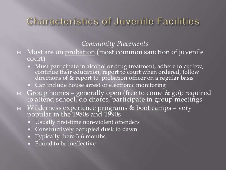 one program in a juvenile halfway house detention center or juvenile prison Juvenile theft and burglary laws weekend detention program, or full-time detention in a juvenile detention center or juvenile home. one program in a juvenile halfway house detention center or juvenile prison Juvenile theft and burglary laws weekend detention program, or full-time detention in a juvenile detention center or juvenile home.