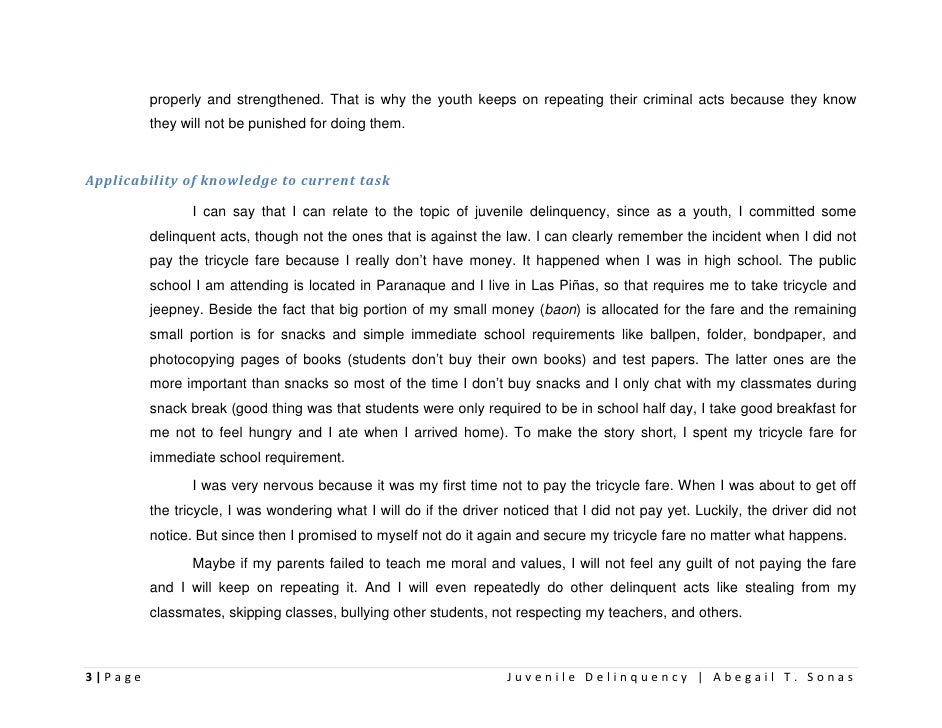 Juvenile Delinquency Personal Insights