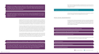 9796 Os EIXOS da pesquisa
Nas falas dos jovens internautas pesquisados, é recorrente a constatação da dependên-
cia cotidiana da conexão à internet e às redes sociais, sem as quais eles declaram “não
conseguir viver” ou “nem conseguir imaginar a vida sem”. Nesse contexto, contudo, raras
vezes foi possível observar uma nítida percepção negativa das práticas individuais exces-
sivas em relação ao mundo digital.
O uso da internet, principalmente através de sua conexão via aparelhos celulares surge,
então, para muitos deles, como uma atividade de tempo integral:
Para os jovens internautas pesquisados, especialmente para os mais novos, fica evi-
dente a prática da vigilância e do controle exercido pelos pais sobre seus hábitos de
navegação na internet:
Uma das formas mais frequentemente apontadas para burlar a fiscalização e o controle
dos pais é a de apagar o histórico de navegação do browser utilizado.
“Quando está no meu quarto, minha mãe fica tentando ver o que faço”.
Redes sociais: #exageroevício
“Sei lá, tem coisas que devem ser aproveitadas sem ficar vidrado numa telinha”.
“Não vivo sem internet”.
“A primeira coisa que fazemos é ligar o Wi-Fi pra poder usar a internet”.
“Acho que não ia conseguir ficar um dia sem internet..”.
“Quando nos encontramos, fica cada um no seu celular”.
“Eu estou conectada 24 horas por dia”.
“Antigamente você conseguia se comunicar melhor com seu filho, sua filha tinha uma conversa; hoje não: a pes-
soa chega em casa com o celular na mão, fica no Facebook, não tem papo. Chega e vai direto para o quarto, para
o computador. Acho que a internet distanciou um pouco o contato com a família. Minha mãe proibiu. Na hora
do almoço, café e jantar na mesa, nada de celular”.
“Eu temo mais a questão de família: às vezes, tem de ter tato para postar, porque tenho no Facebook a minha
avó, as minhas tias, a minha mãe... Acho que só não tenho o meu pai. Minha mãe descobriu que eu bebia por
causa de uma foto do Facebook. Já é aquele conflito. Eu não sei vocês, mas na minha família, dependendo do
que eu posto, as primeiras pessoas a contestar são os familiares, eles exageram nos comentários..”.
“Em casa a gente sempre teve essa coisa de sentar e conversar. É o único momento que temos para nos reunir,
porque todo mundo trabalha. E minha mãe não gosta que esse momento seja atrapalhado. Eu e meu irmão
conseguimos prestar atenção em duas coisas, falar com você e com a minha mãe ao mesmo tempo. A gente
entende isso, mas ela não”.
A pesquisa evidencia que os jovens internautas pesquisados convivem e interagem co-
tidianamente,emsuasconexõesepostagens,comparentesdediversasgerações(avós,
tios,primos,mãeepai,irmãosmaisnovosemaisvelhos). Issotrazdiversificadasordens
de consequências, que vão desde a inibição e censura da publicação de conteúdos, até
os atritos e eliminação definitiva das “amizades” com esses parentes nas redes sociais.
Os atritos e divergências familiares mais frequentemente observados envolvem irmãos
e irmãs. Porém, costumam se estender a pais e mães, especialmente quando esses ten-
dem a não levar a sério as interdições de publicação de temas e/ou fotos listadas pelos
jovens. Nestes casos, geralmente, encontram-se impedimentos relativos à divulgação
de imagens do jovem em determinadas fases da vida (a publicação de fotos de períodos
em que estavam acima do peso, por exemplo, foi uma das situações mais citadas).
	
Oacessofamiliaràspáginas,postagensefotosdojovemnasredessociaiscostumatrazer
à tona aspectos de suas vidas que podem motivar comentários, críticas e outras conse-
quênciasparaarelaçãoeoconvíviofamiliar.Entreosepisódiosmaiscitadosestãorevelar
que o jovem bebe, com quem sai ou namora, que tipos de lugares frequenta etc..
“Tenho amigos que postam qualquer coisa, eu não tenho coragem... Minha mãe tem Face, e não ia gostar de ver”.
Focus Group São Paulo	 Focus Group Rio de janeiro
 