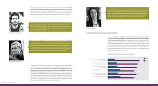 “[...] me parece que a ideia que os jovens têm de que na internet só tem por-caria 
é uma representação emprestada dos adultos. [...] Nesse sentido, me 
parece correto chamá-los de resistentes. Mas também acho correto pensar 
que seu repertório limitado não lhes permite ter outras representações dos 
usos, recursos e conteúdos da rede. A Educação deveria incidir nisso”. 
O “endeusamento” dos buscadores 
Para realizar pesquisas, trabalhos escolares, estudos disciplinares ou aprofundar 
os estudos, a juventude brasileira conectada informou confiar prioritariamente 
(59%) nas ferramentas de busca. Em segundo lugar na ordem de preferência, mas 
com larga margem de diferença foram apontados os sites especializados e/ou foca-dos 
em um determinado tema e as publicações, como livros, jornais e revistas (ambos 
com 28% cada). Na sequência e na ordem decrescente de importância relativa foram 
mencionados: instituições de ensino presencial (23%); portais, como UOL e Terra, entre 
outros de idêntica natureza (22%); redes sociais (18%); fóruns (17%); blogs (16%) e 
instituições de ensino a distância (15%). 
Marcia Padilha 
Uso da internet para apoio nos estudos 
Em casa, para realização de atividades 
propostas em aula 
Em casa, para realização de trabalhos 
escolares por iniciativa própria 
Na escola, para realização de atividades 
propostas em aula 
Na escola, para realização de trabalhos 
escolares por iniciativa própria 
Em casa ou na escola, para saber mais 
sobre alguma matéria escolar 
Em casa ou na escola, para me preparar 
para provas ou concursos 
33% 
68% 
67% 
32% 
23% 
25% 
26% 
77% 
75% 
74% 
18% 
82% 
Não 
Sim 
Nesse contexto, vem em auxílio da escola e do professor a afirmação de que a maio-ria 
dos jovens conectados ouvidos pelo estudo diz aprender mais com as aulas 
presenciais do que com aquelas ministradas online. De fato, observou-se que 47% 
deles afirmou concordar total ou quase totalmente com essa afirmação, ante 6% dos 
que afirmaram discordar totalmente ou quase totalmente com o mesmo enunciado. 
“Isso seria um novo paradigma, essa molecada que está vindo aí, o cara 
tem 1.500 pessoas no Facebook dele, ele fica lendo a opinião de todo mun-do 
o dia inteiro ali e sem dúvida, aquilo é algo que está fazendo parte com 
muita força da formação dele”. 
“Os professores no Brasil precisam ganhar mais, mas também se qualificar 
melhor quanto ao uso da internet, por exemplo. Eles precisam entender o mo-mento 
que as pessoas vivem, o papel da internet na vida do aluno, o repertó-rio 
que estes alunos trazem. O professor tem que compartilhar mas também 
receber. Como professor aprendi que o aluno tem muito a te acrescentar”. 
Considerando o intenso uso que a juventude conectada faz da internet para dinamizar 
e ampliar seus relacionamentos e contatos sociais, não deixa de chamar a atenção o 
fato de que aqueles que consideram que o uso da rede mundial melhora o rela-cionamento 
e a troca de conhecimentos entre alunos não atinge a maioria, mas 
sim 47% da amostra pesquisada. Entre os pesquisados, 21% assumem posição de 
neutralidade ou indiferença em relação ao tema, 2% discordam totalmente ou quase e 
4% mais discordam do que concordam. Marcia Padilha considera este fato decorrente 
tanto do conservadorismo e da resistência do jovem em relação ao papel potencialmen-te 
educativo da internet, quanto da sua própria dificuldade de representação pessoal do 
fenômeno, quiçá tomado de empréstimo do universo adulto. 
Felipe Altenfelder 
Serginho Groisman 
118 Os EIXOS ad aeipqssu 119 
 