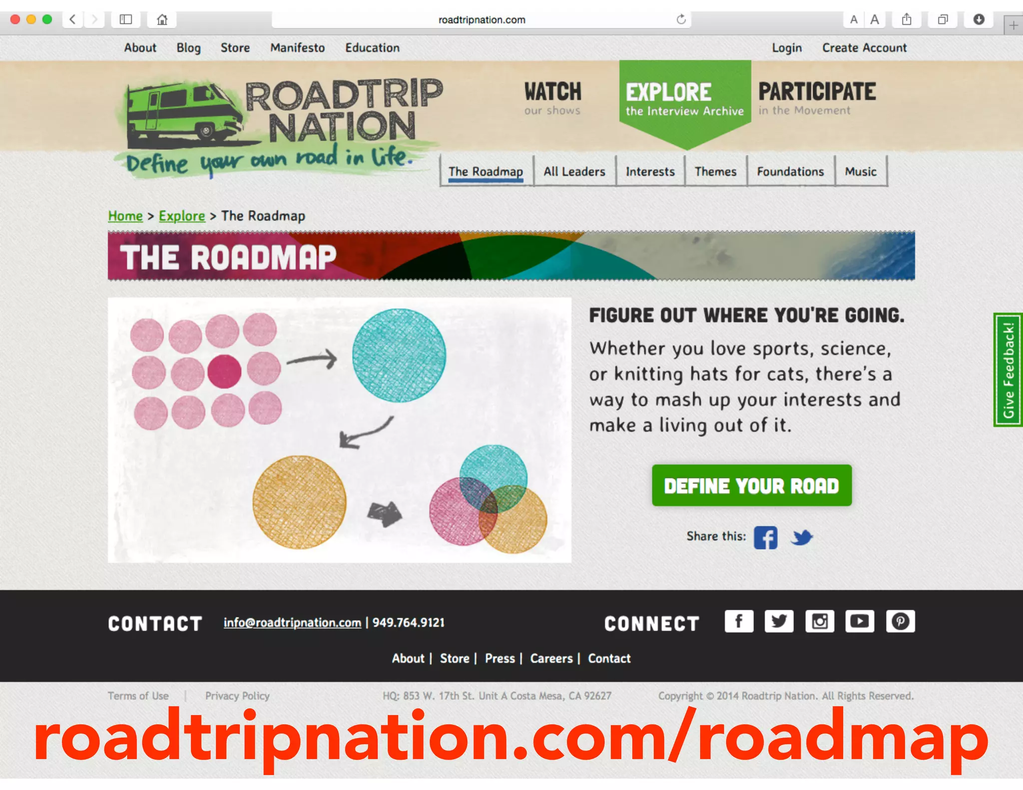 roadtripnation.com/roadmap
 