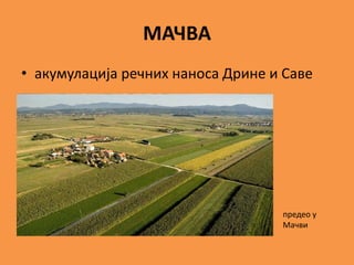 МАЧВА
• акумулација речних наноса Дрине и Саве
предео у
Мачви
 