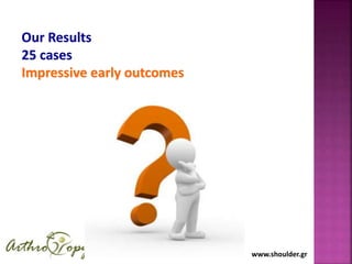 www.shoulder.gr
Our Results
25 cases
Impressive early outcomes
 