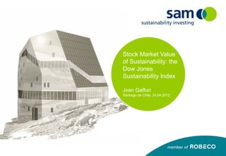 Stock Market Value
of Sustainability: the
Dow Jones
Sustainability Index

Jvan Gaffuri
Santiago de Chile, 24.04.2012
 