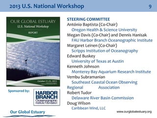 9
Our Global Estuary
2013 U.S. National Workshop
Sponsored by:
STEERING COMMITTEE
António Baptista (Co-Chair)
Oregon Healt...