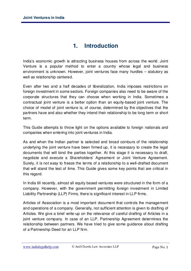 joint ventures in india options regulations and restrictions for f draft joint venture agreement india