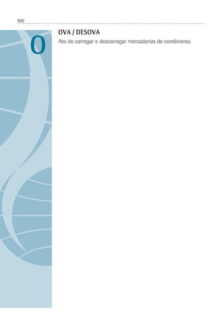 100
O
OVA / DESOVA
Ato de carregar e descarregar mercadorias de contêineres.
 