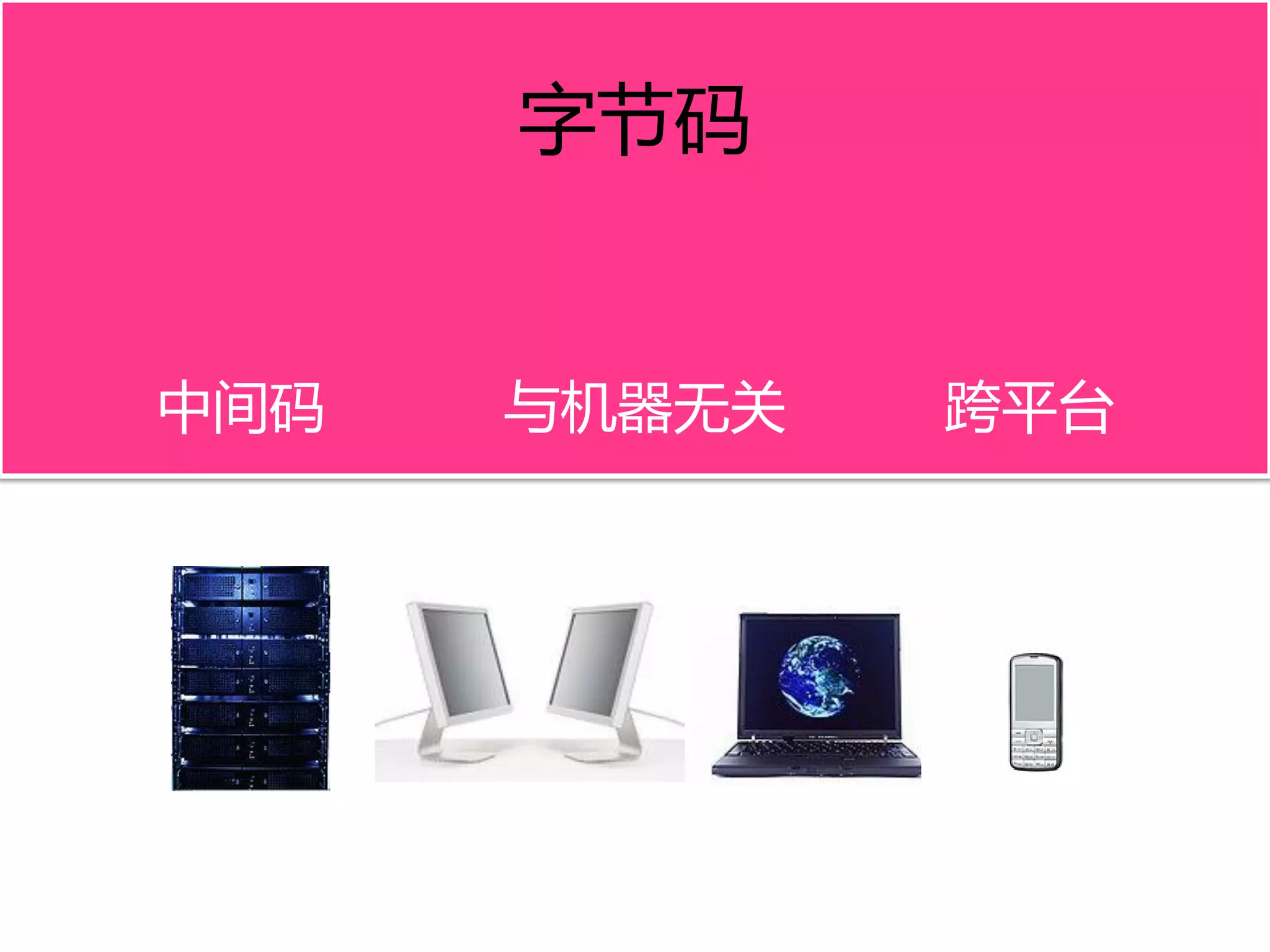 中间码 不机器无关 跨平台
字节码
 