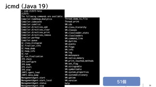 © 2023 NTT DATA Corporation 39
jcmd （Java 19）
51個
 
