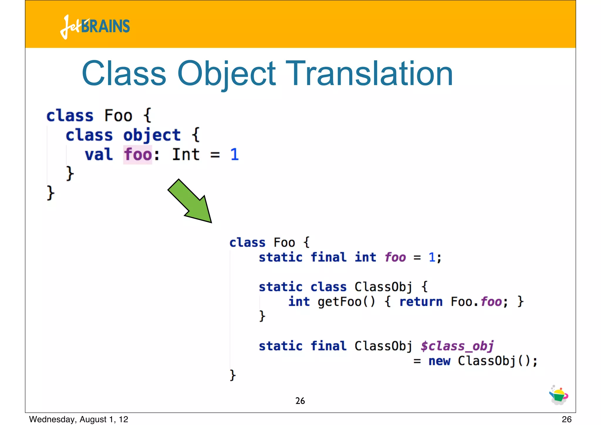 Class Object Translation




                          26
Wednesday, August 1, 12                26
 
