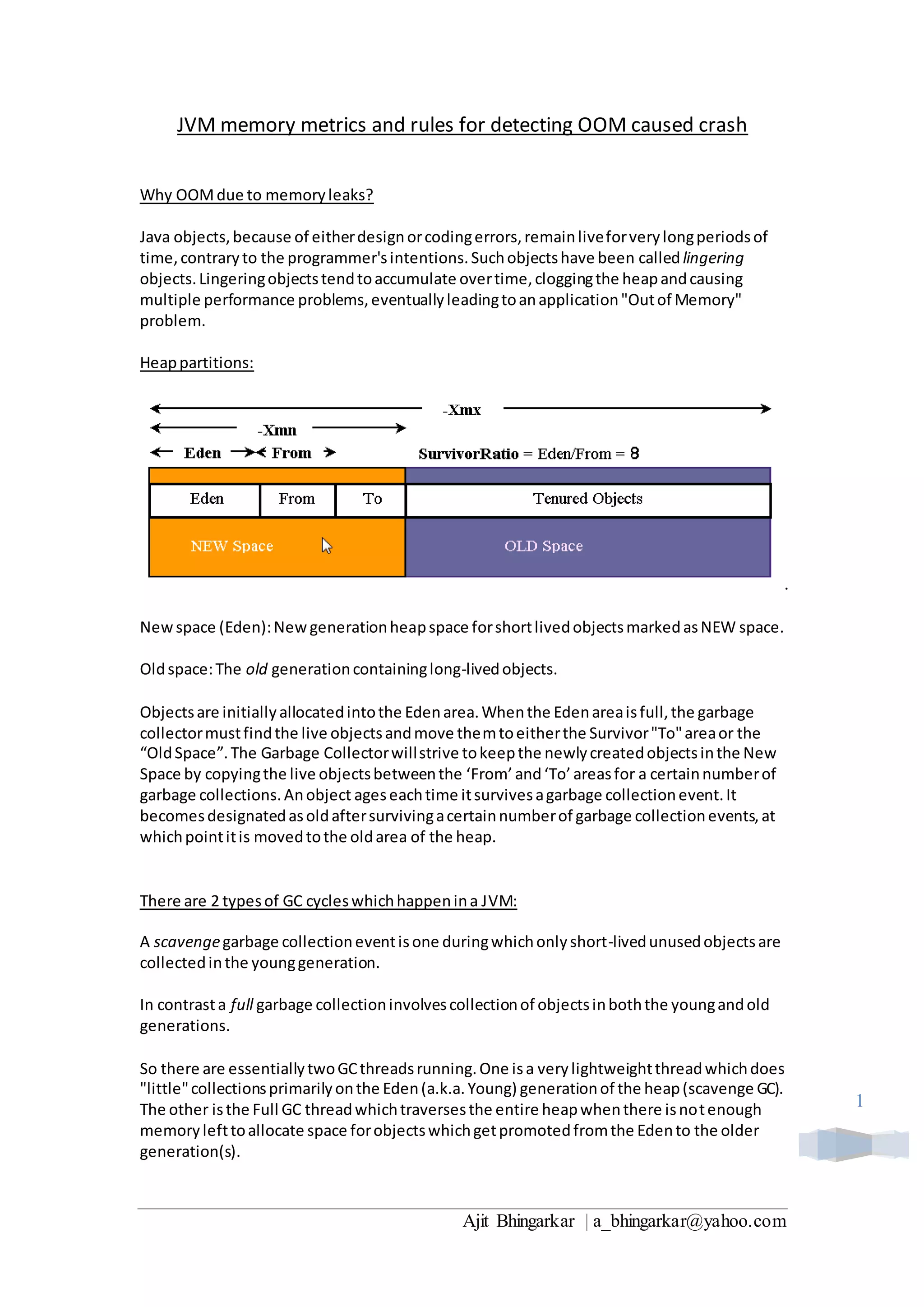 JVM memory metrics and rules for detecting possible OOM caused crash | PDF
