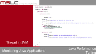 Java Performance
Tuning
Monitoring Java Applications
Thread in JVM
 